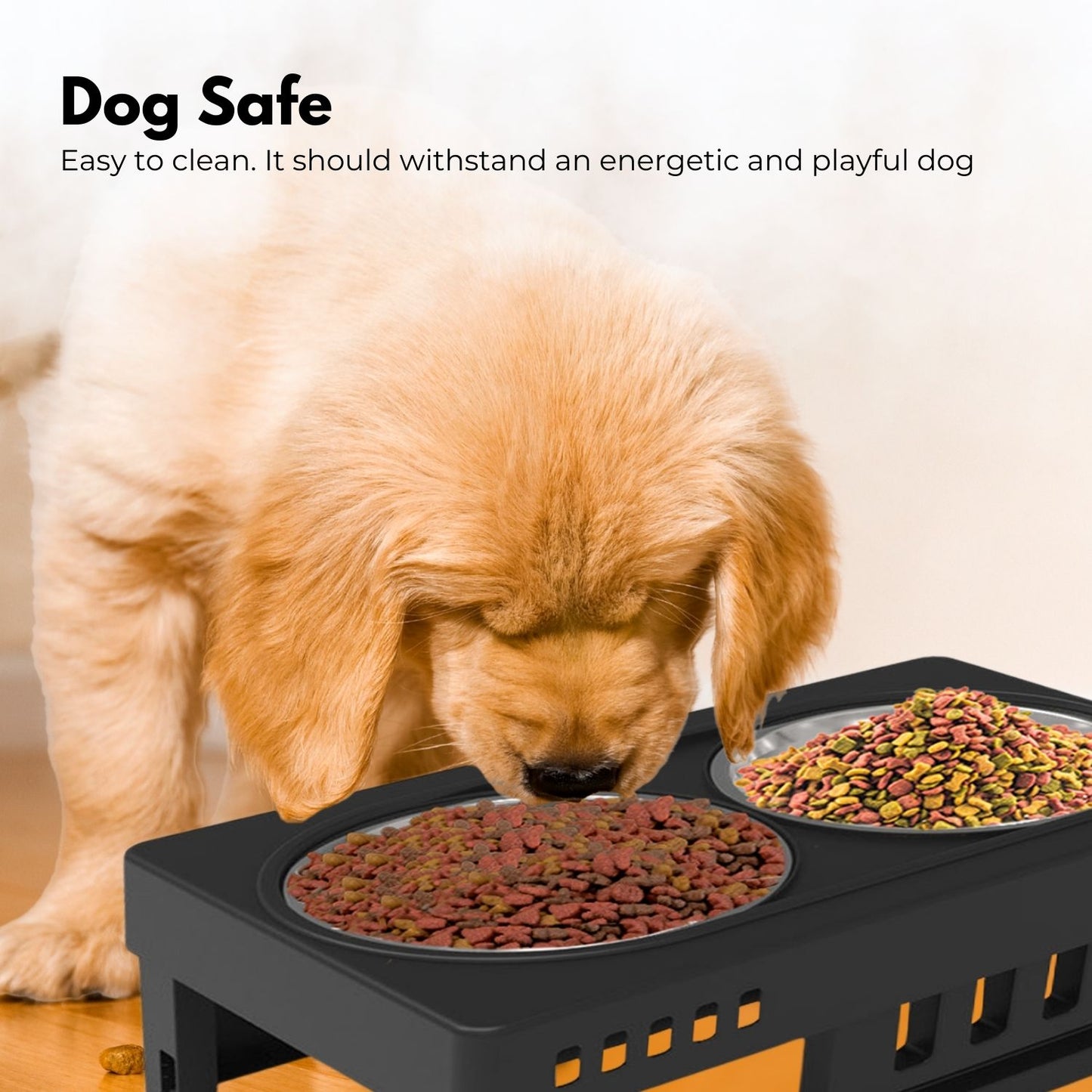 Raised Pet Feeder with Double Bowl - Black