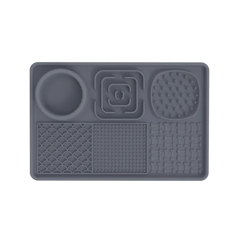 Multi-Functional Slow Feeder Mat for Dogs - 2PCS Black & Grey