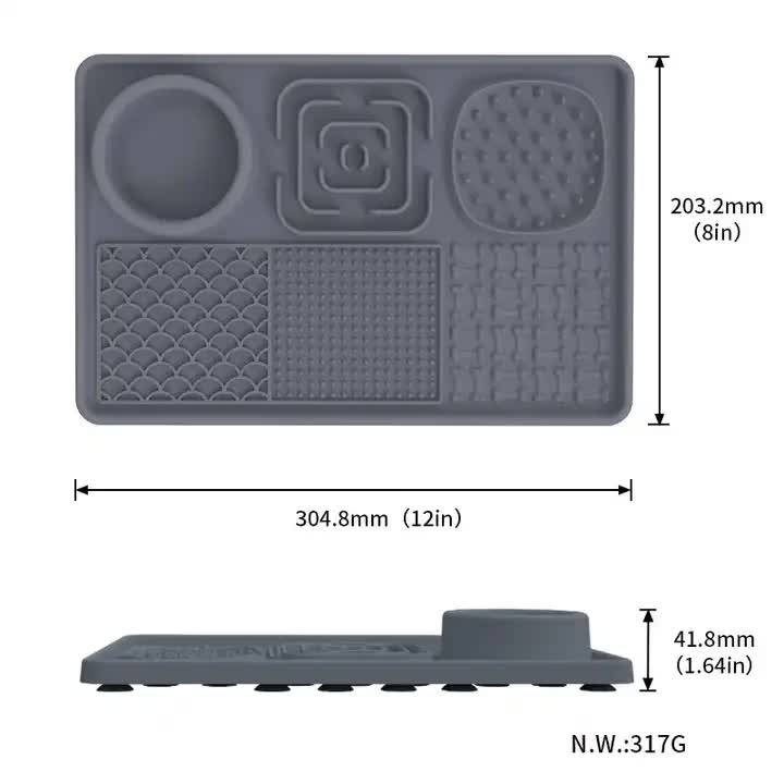 Multi-Functional Slow Feeder Mat for Dogs - 2PCS Black & Grey