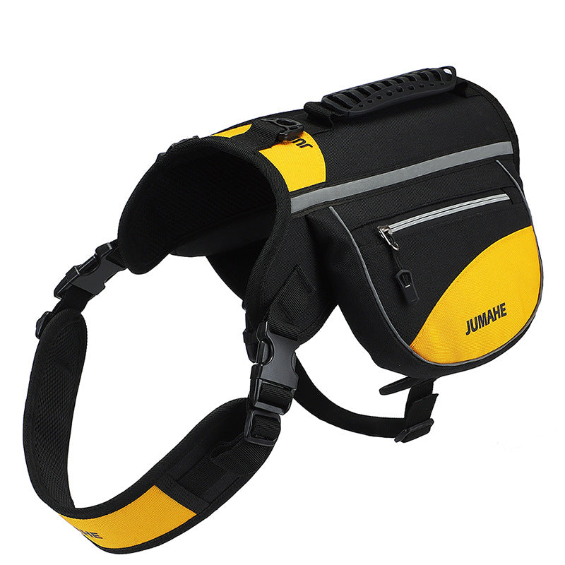 Yellow Reflective Dog Harness with Storage Bags