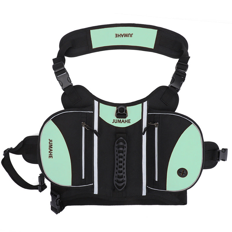 Green Reflective Dog Harness with Storage Bags