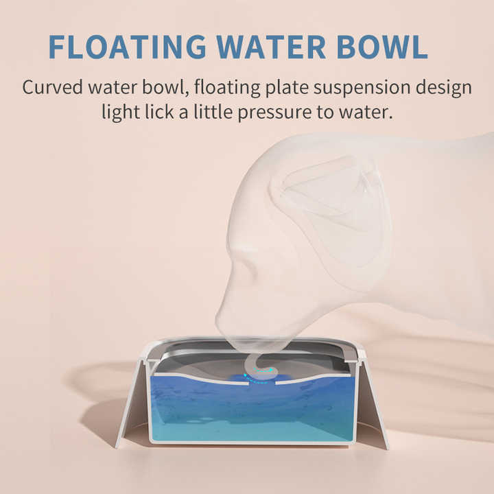 Grey Anti-Spill Floating Pet Water Bowl for Dogs - 1L Capacity