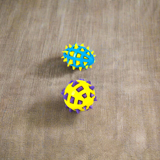 2x Rubber Spike Football - Dental Hygiene Chew Toy
