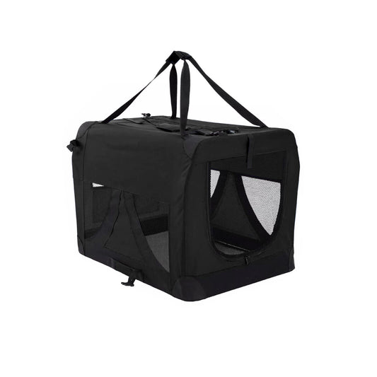 L Portable Soft Dog Carry Crate - BLACK