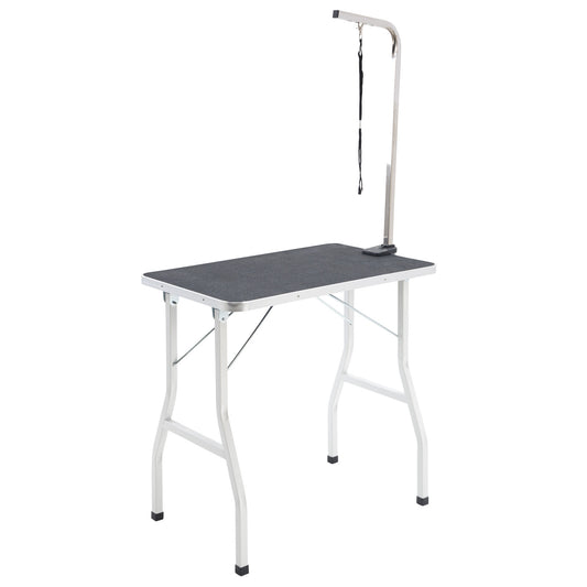 Pet Grooming Salon Table - 78cm Adjustable, Foldable & Mobile - BLACK