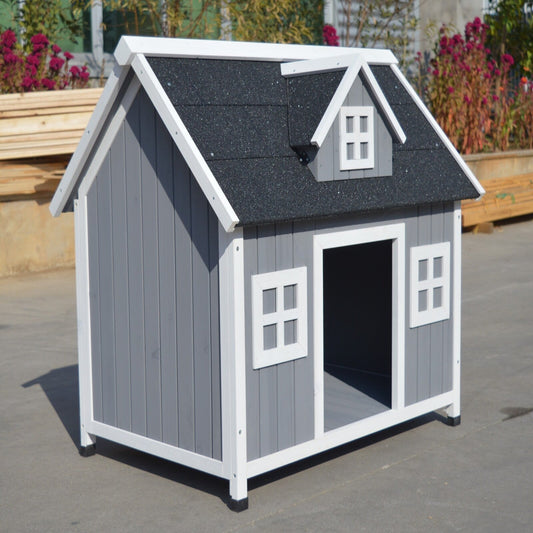 Grey Large Timber Dog Wooden Kennel