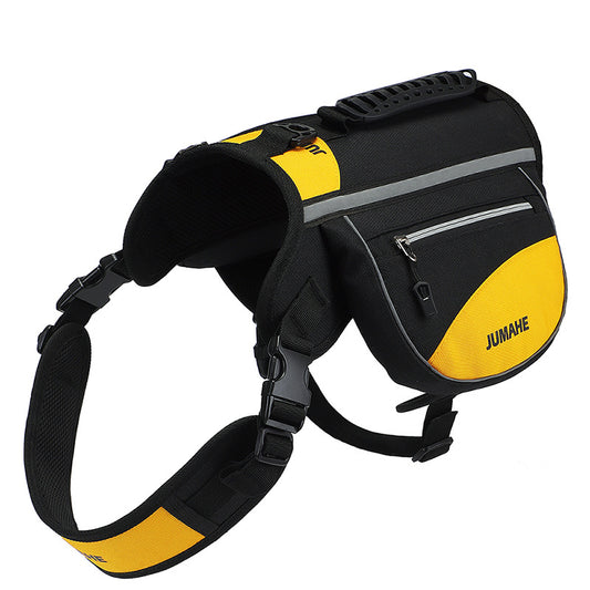Yellow Reflective Dog Harness with Storage Bags