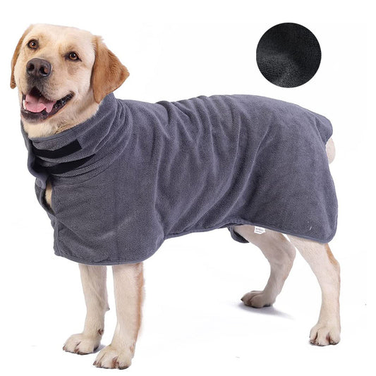 Medium Grey Dog Quick-Dry Bathrobe