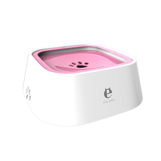 Pink Anti-Spill Floating Pet Water Bowl for Dogs - 1L Capacity