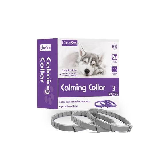 3x Grey Calming Collars for Dogs - Natural Stress Relief